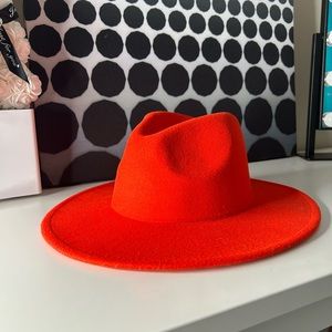 Wide Brim Orange Fedora. Never Worn.